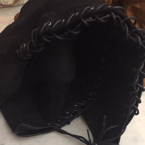 ⏳💎Vegan thigh high black lace up boots - Picture 6 of 7